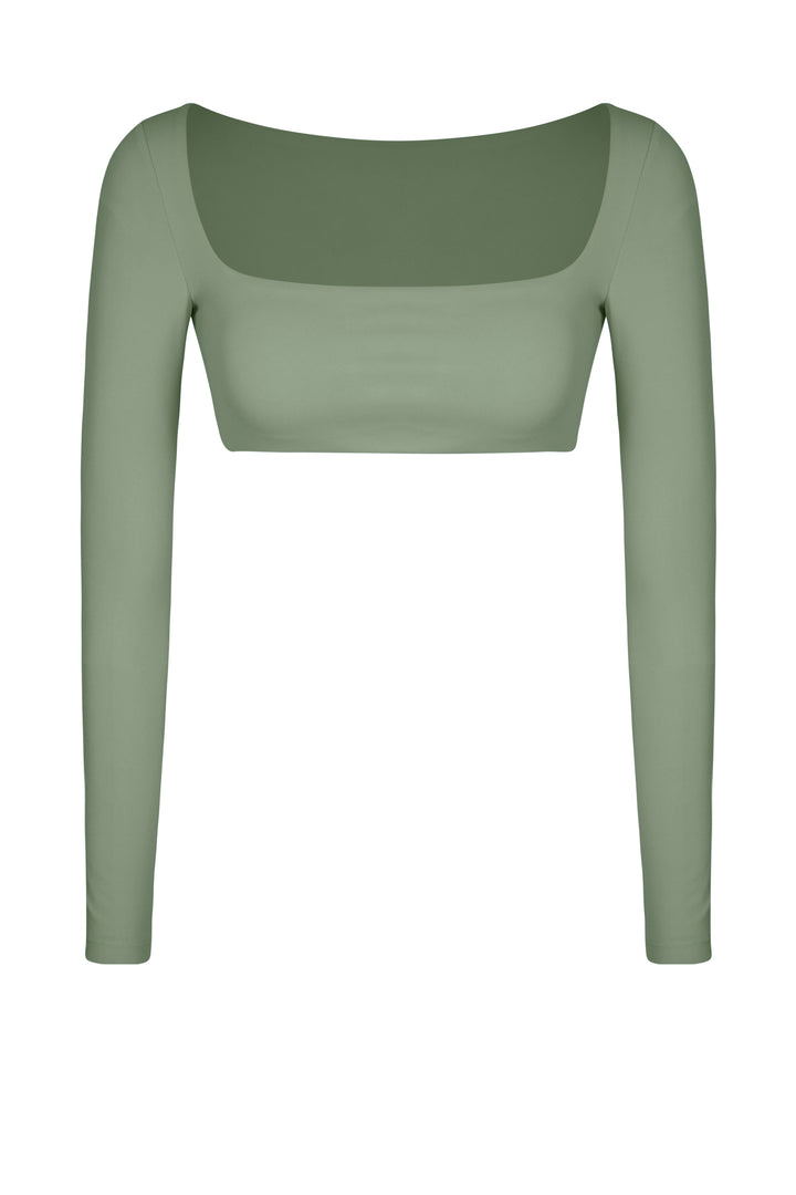 Buttersoft Luna Long Sleeve Crop Top - Olive