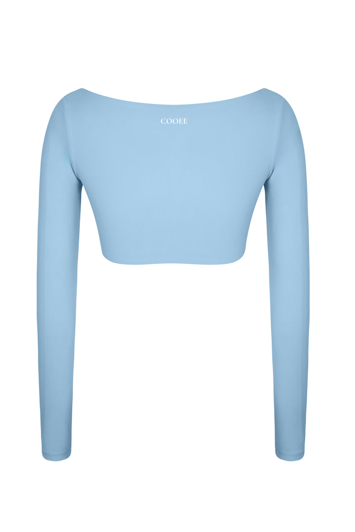 Buttersoft Luna Long Sleeve Crop Top - Baby Blue