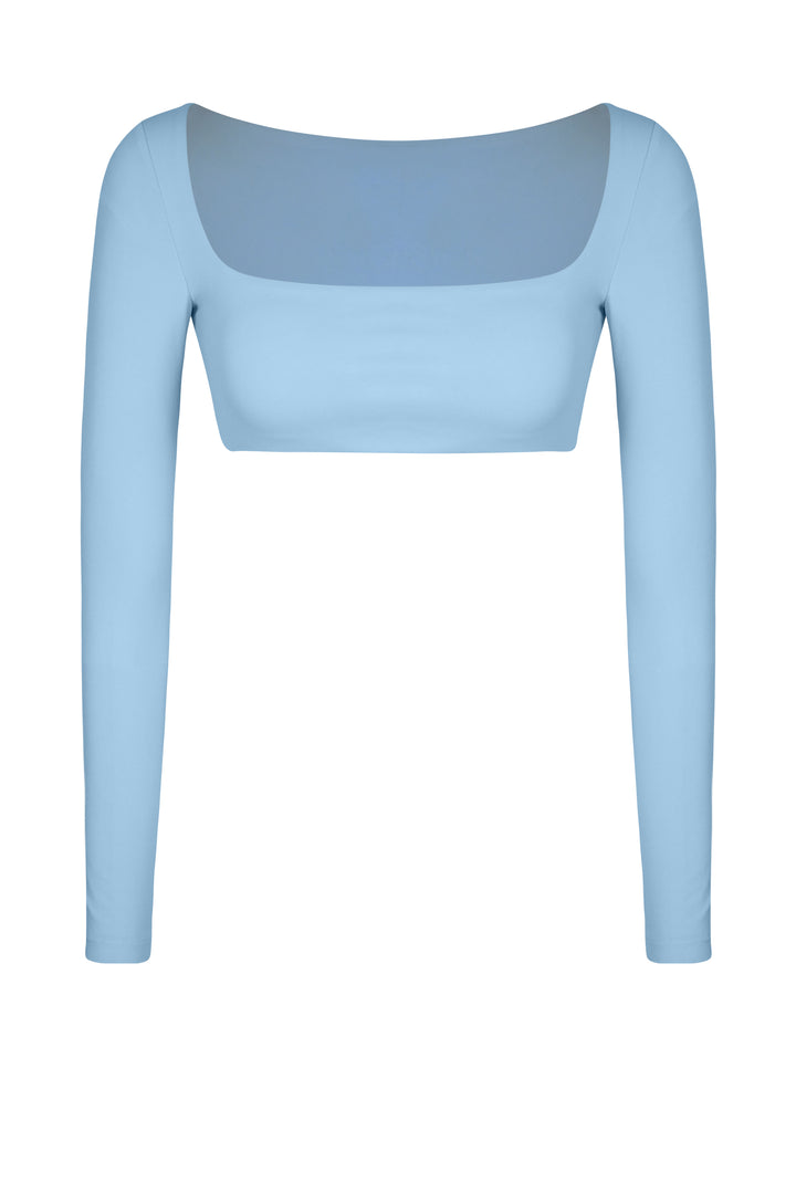 Buttersoft Luna Long Sleeve Crop Top - Baby Blue