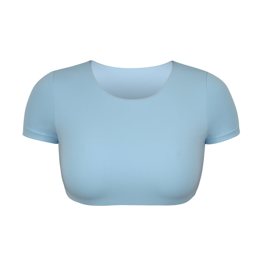 Velvet Luxe Ava Cropped T Shirt - Baby Blue