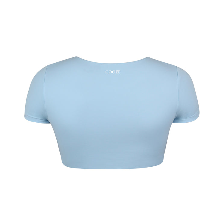 Velvet Luxe Ava Cropped T Shirt - Baby Blue