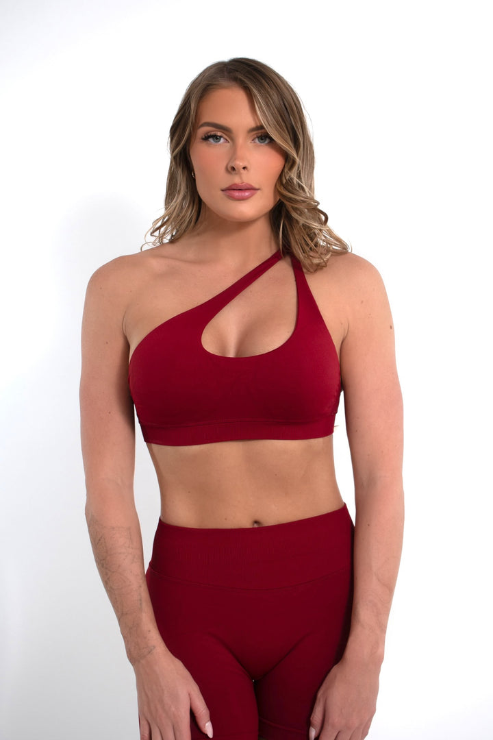 Cupid One Shoulder Sports Bra Ruby Red