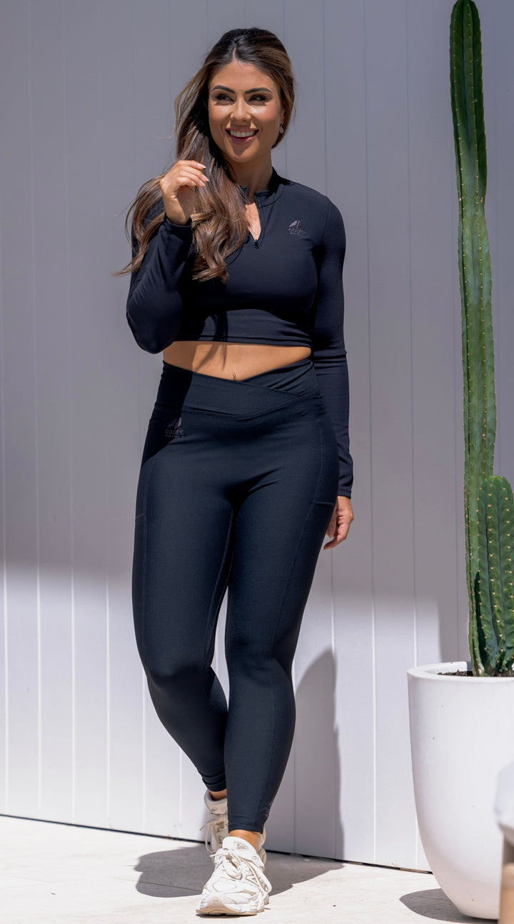 Rib Form V High-Rise Full Length Leggings Black