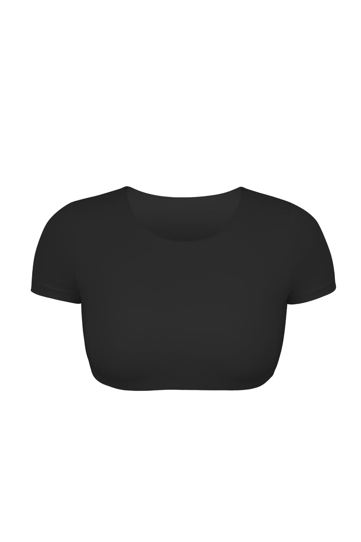 Velvet Luxe Ava Cropped T Shirt - Black