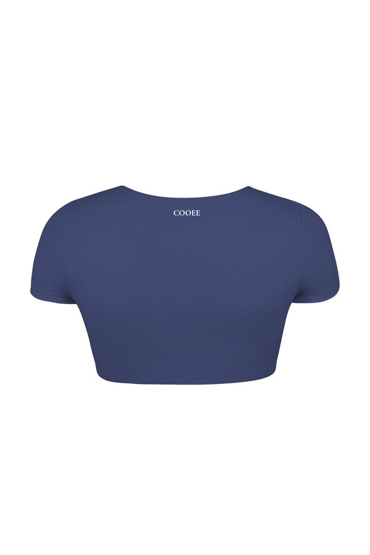 Velvet Luxe Ava Cropped T Shirt - Navy