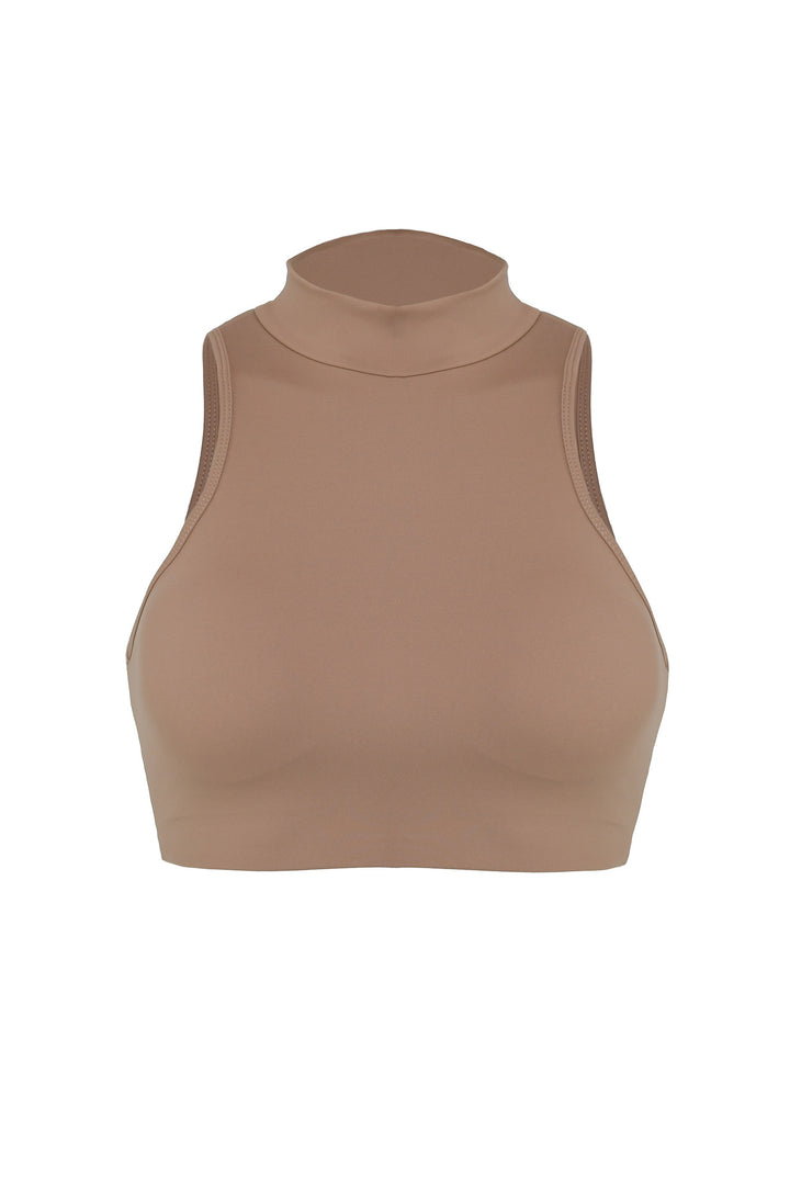 Ultimate Blend Venus High-Neck Crop Top - Tan